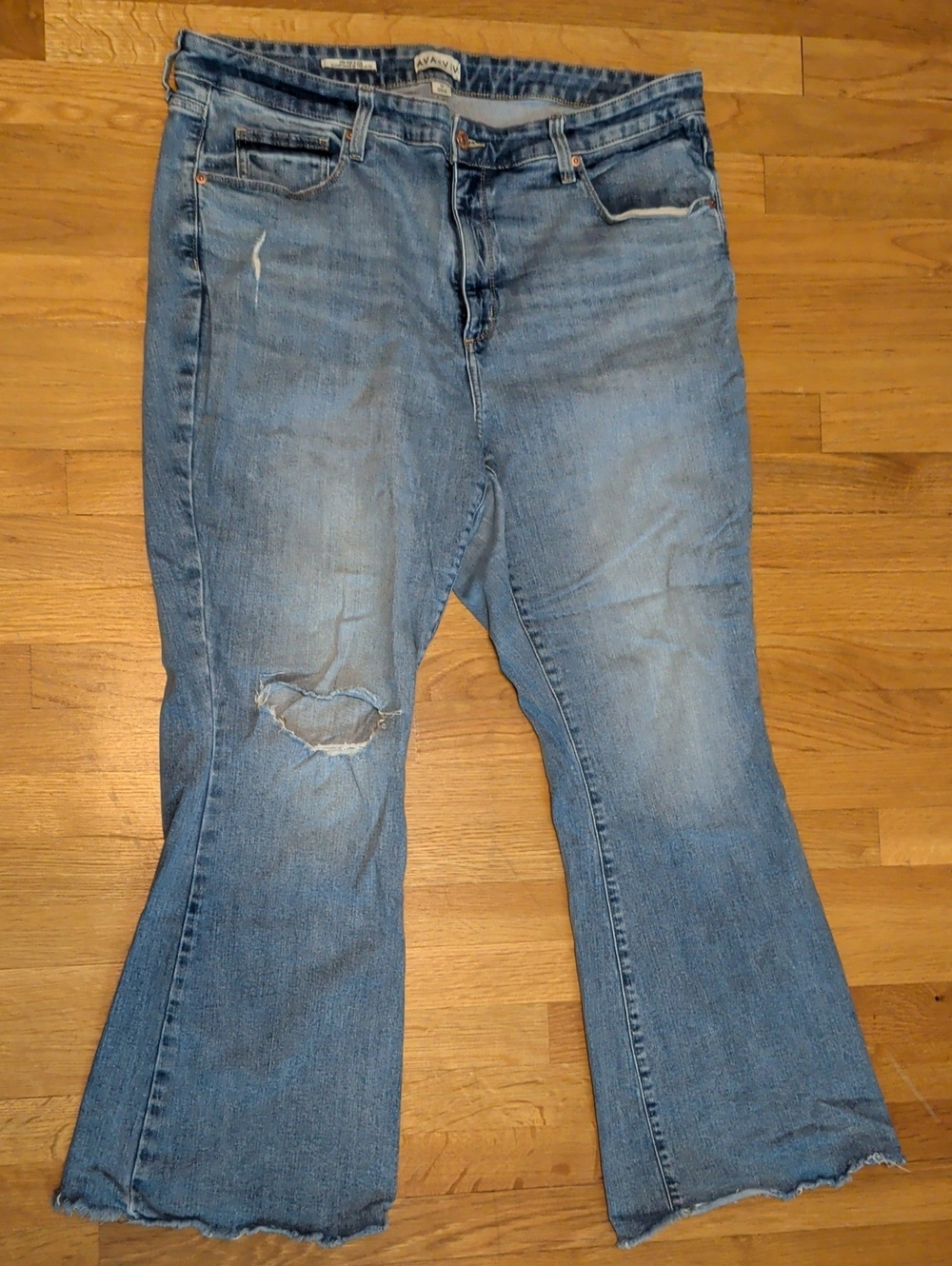 Ava & Viv Light Blue Distressed Wide-Leg Jeans